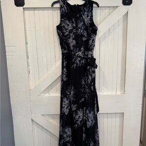 R&K Black Floral Chiffon Maxi Dress Size 14 Elegant Spring Wedding